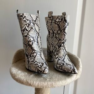 ~ faux snakeskin heeled boots ~